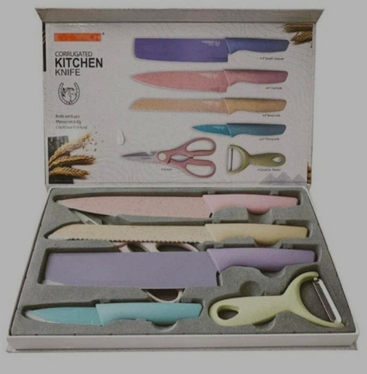 Pastel 6pcs Corrugated Kitchen knife set
