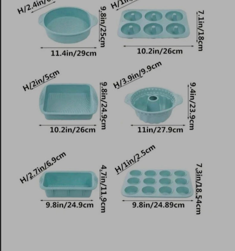 6pcs/set Silicone Baking supplies, Nonstick Silicone Baking Tray