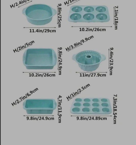 6pcs/set Silicone Baking supplies, Nonstick Silicone Baking Tray