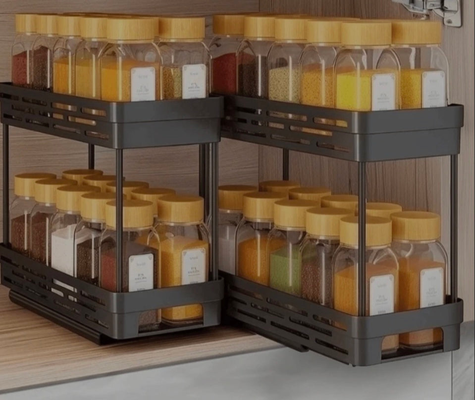 2 Tier Multifunctional plastic Storage Rack and Seasoning Bottle